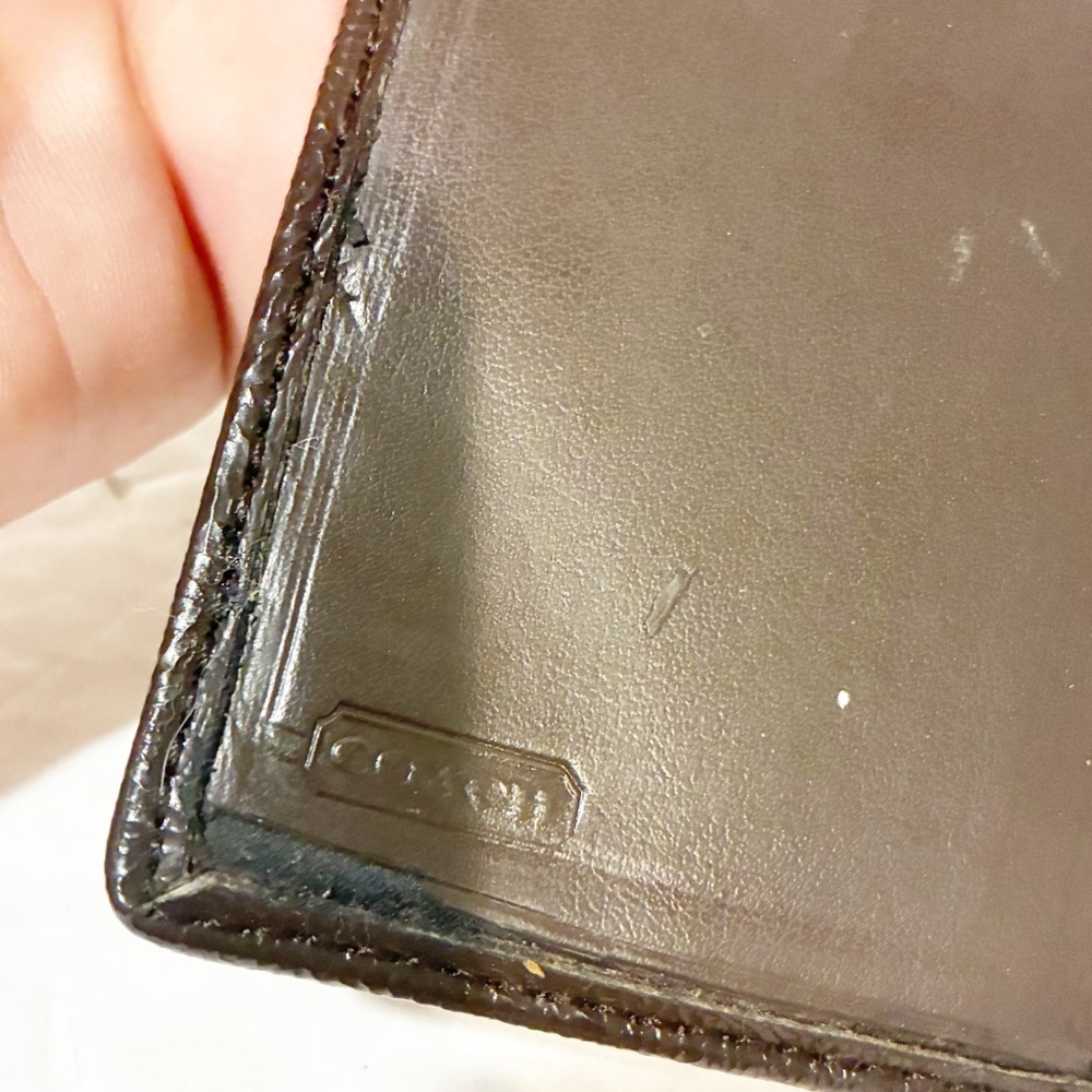 Coach Brown Signature Bifold Snap Wallet Y2K VTG Leather ID window 10 Card Slots - Picture 4 of 5